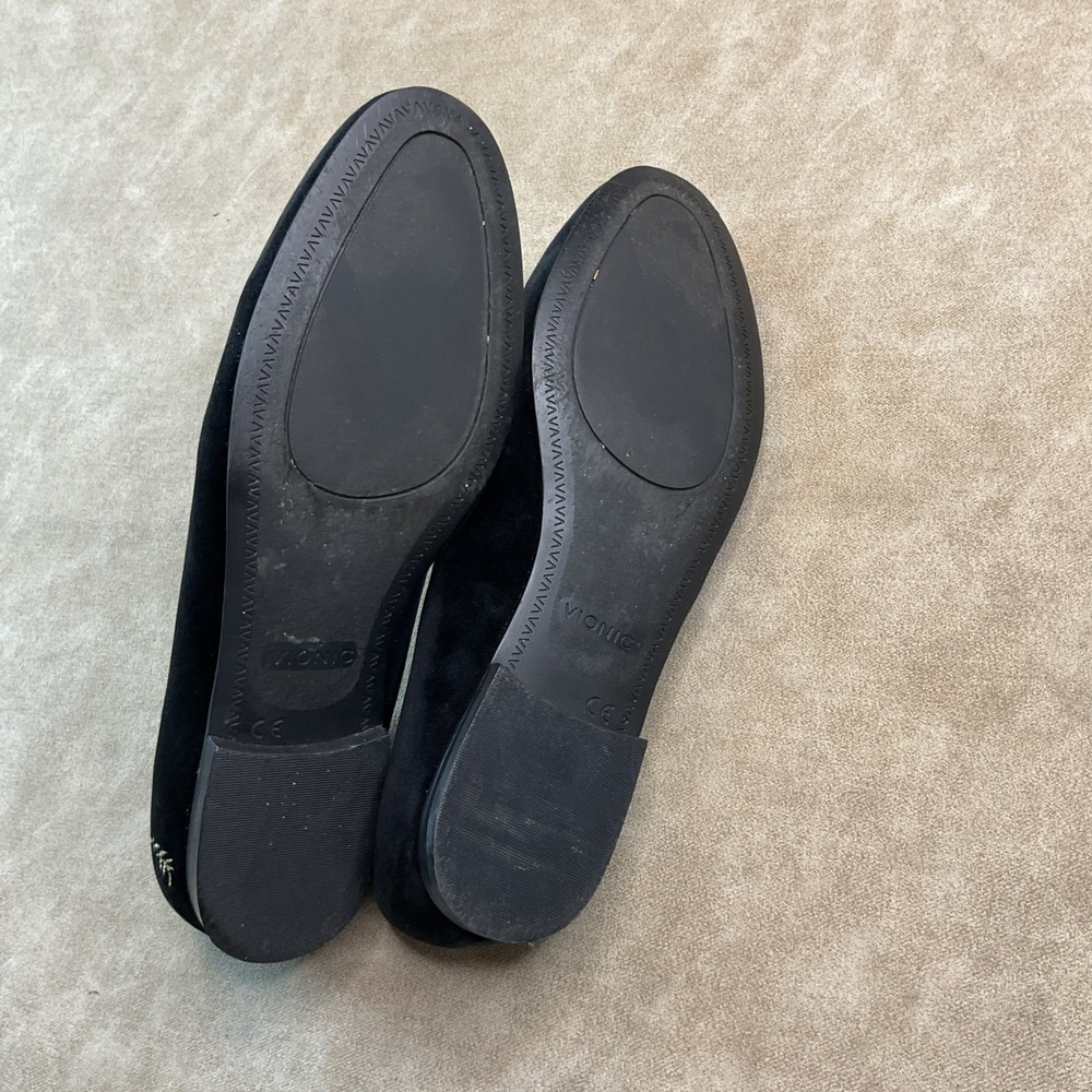 Vionic Willa Flat Loafers Womens 9 Black Velvet Suede Slip On Comfort Shoes - Picture 13 of 13